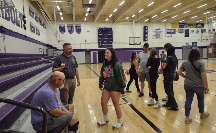 RHS Principal Matt DeJong introduces himself to the community at a Monday evening event held at the the RHS gymnasium. Photo by Shirley Pigg