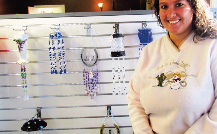 Jessie Christie displays her unique bead art at the Christmas Procrastinators Craft Fair in Rye on Saturday, December 16. Photo by Shirley Pigg