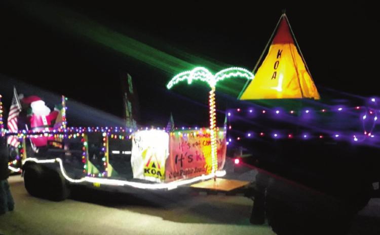 Greenhorn Valley Chamber Parade of lights judge, John Schaiberger, awarded KOA with first place for the 2021 event. The Service Center said they will be gunning for it next year. Courtesy Photo